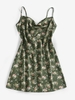 ZAFUL Mini-Robe à Imprimé Fleurie en Satin S Vert profond