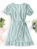 ZAFUL Mini-Robe à Manches Bouffantes à Volants S Vert clair