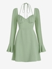 ZAFUL Mini Robe à Manches de Cloche à Col Halter M Vert clair