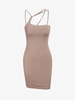 ZAFUL Mini Robe Ajustée à Bretelles à Col Asymétrique S Café