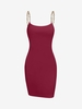 ZAFUL Mini Robe Ajustée à Chaîne à Bretelle L Rouge foncé
