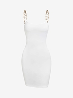 ZAFUL Mini Robe Ajustée à Chaîne à Bretelle M Blanc