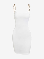ZAFUL Mini Robe Ajustée à Chaîne à Bretelle S Blanc