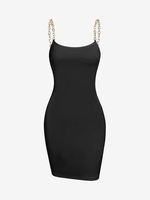 ZAFUL Mini Robe Ajustée à Chaîne à Bretelle S Noir