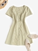 ZAFUL Mini Robe Boutonnée en Vichy S Jaune