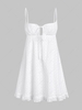 ZAFUL Mini Robe Broderie Anglaise à Bretelle en Jacquard à Col Noué L Blanc