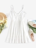 ZAFUL Mini Robe Broderie Anglaise à Volants M Blanc