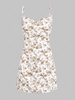 ZAFUL Mini-Robe Ceinturée Fleurie Nouée en Avant à Bretelle L Multi a