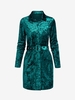 ZAFUL Mini Robe Chemise Ceinturée en Velours M Vert profond