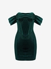 ZAFUL Mini Robe Corset à Epaule Dénudée en Velours L Vert profond