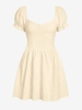 ZAFUL Mini Robe Corset Fleur en Jacquard à Manches Bouffantes L Jaune clair