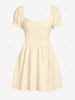 ZAFUL Mini Robe Corset Fleur en Jacquard à Manches Bouffantes S Jaune clair
