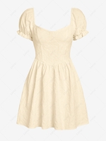 ZAFUL Mini Robe Corset Fleur en Jacquard à Manches Bouffantes S Jaune clair