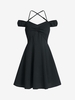 ZAFUL Mini-Robe Croisée Au Dos à Epaule Ouverte S Noir