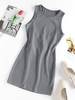 ZAFUL Mini Robe Côtelée Découpée à Cordon M Gris clair