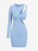 ZAFUL Mini-Robe Côtelée Découpée en Tricot S Bleu clair