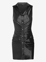 ZAFUL Mini Robe Débardeur Soyeuse Boutonnée à Volants M Noir