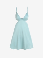 ZAFUL Mini-Robe Découpée sans Dos en Satin S Bleu clair