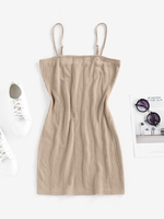 ZAFUL Mini Robe de Base Moulante Tricotée S Café lumière
