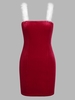 ZAFUL Mini Robe de Soirée Moulante Plume en Velours M Rouge