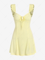 ZAFUL Mini Robe en Tricot Ouverte à Volants avec Trou de Serrure M Jaune clair