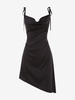 ZAFUL Mini-Robe Epaule Nouée à Ourlet Irrégulier à Col Bénitier L Noir