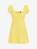 ZAFUL Mini Robe Fendue à Manches Bouffantes avec Nœud Papillon S Jaune