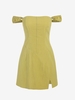 ZAFUL Mini-Robe Fendue en Avant à Epaule Dénudée S Jaune