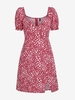 ZAFUL Mini Robe Fendue Tordue Imprimée Fleurie S Rouge
