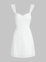 ZAFUL Mini Robe Fleur Brodée à Volants avec Œillet L Blanc