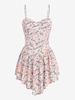 ZAFUL Mini Robe Fleurie à Bretelle à Taille Basse Ourlet Hanky S Multi a