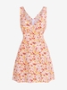 ZAFUL Mini Robe Fleurie à Taille Empire à Col V L Orange clair