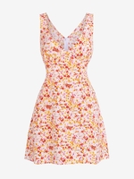 ZAFUL Mini Robe Fleurie à Taille Empire à Col V L Orange clair