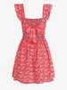 ZAFUL Mini Robe Fleurie Nouée Ouverte Au Dos à Volants M Rouge