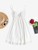 ZAFUL Mini Robe Ligne A Nouée en Avant à Volants S Blanc