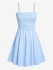 ZAFUL Mini Robe Ligne A Plissée en Vichy L Bleu clair