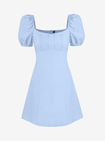 ZAFUL Mini-Robe Manches Bouffantes à Col Carré S Bleu clair