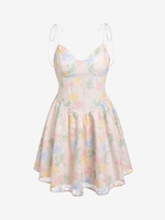 ZAFUL Mini Robe Motif en Dentelle à Epaule Nouée M Rose léger