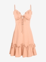 ZAFUL Mini Robe Moulante à Volants à Lacets M Orange clair