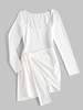 ZAFUL Mini Robe Moulante Asymétrique Nouée S Blanc