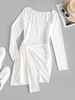 ZAFUL Mini Robe Moulante Asymétrique Nouée Xl Blanc