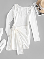 ZAFUL Mini Robe Moulante Asymétrique Nouée Xl Blanc