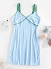 ZAFUL Mini-Robe Moulante Côtelée à Ourlet Tressé S Bleu clair
