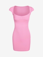 ZAFUL Mini Robe Moulante Côtelée S Rose clair