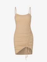 ZAFUL Mini Robe Moulante Côtelée Sanglée M Café lumière