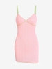 ZAFUL Mini Robe Moulante en Tricot Ouvert à Ourlet Contrasté S Rose léger