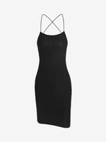 ZAFUL Mini Robe Moulante Texturée Croisée Ouverte Au Dos M Noir