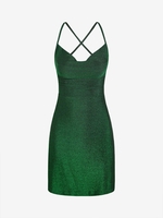ZAFUL Mini Robe Métallisée à Lacets S Vert profond