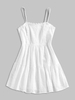 ZAFUL Mini Robe Métallisée et Sangle en Dentelle Brodée Plateforme M Blanc