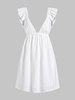ZAFUL Mini-Robe Nouée Ouverte Au Dos à Volants à Col Plongeant S Blanc